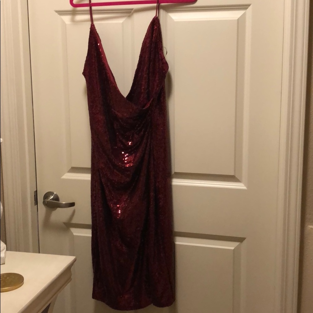 Burgundy sequin dress